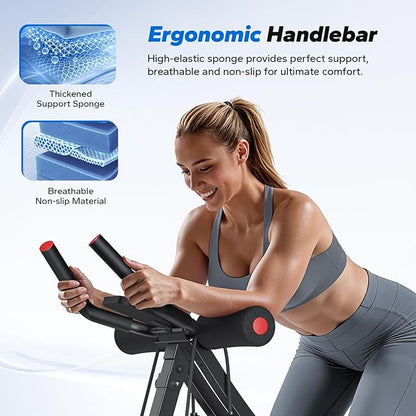 MERACH Dual Track Ab Machine, Adjustable Ab Trainer Machine, Ab Workout Equipment for Home Gym, Ergonomic Arc Track for Better Abs, Foldable Workout Machine for Full Body Workout Home Exercise (Black)