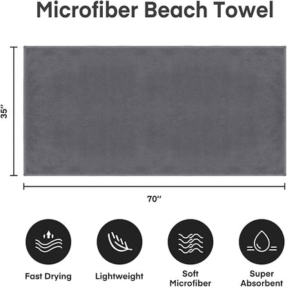 JML Extra Large Bath Towels, Microfiber Bath Sheet Towels for Body, 2 Pack 35" x 70", Oversized, Soft, Super Absorbent, Fast Drying, Perfect forSauna, Shower, Sport, Fitness, Yoga, Grey