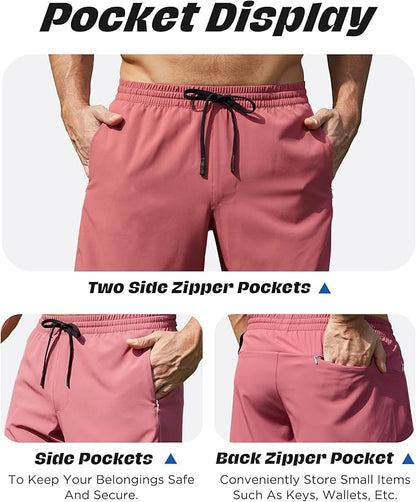 Men 2 in 1 Running Shorts with Compression Liner 5" 7" Quick Dry Workout Athletic Shorts with Pockets Towel Loop