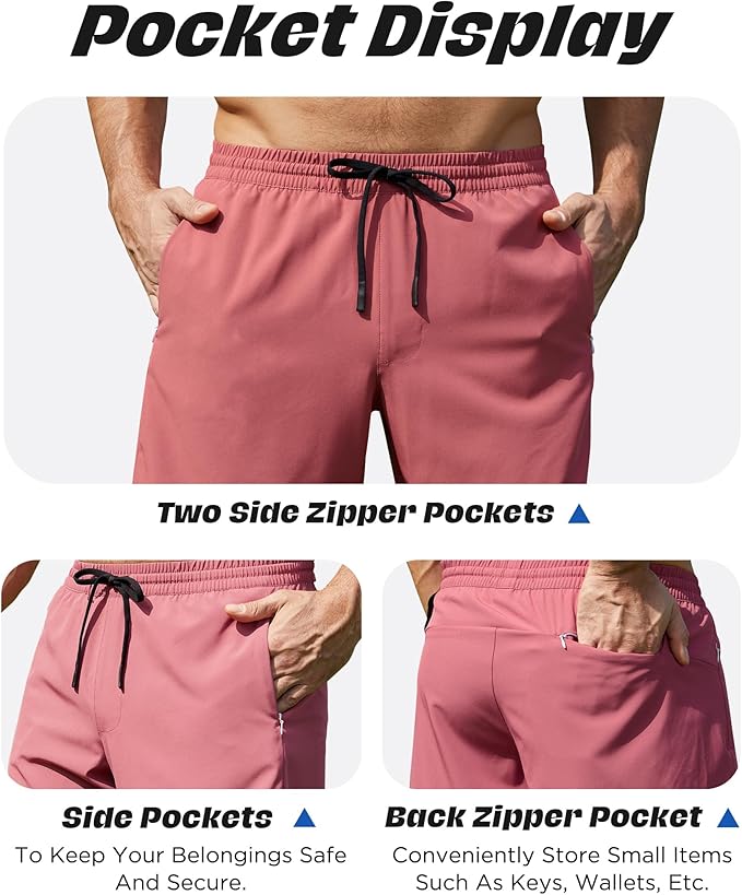 Men 2 in 1 Running Shorts with Compression Liner 5" 7" Quick Dry Workout Athletic Shorts with Pockets Towel Loop