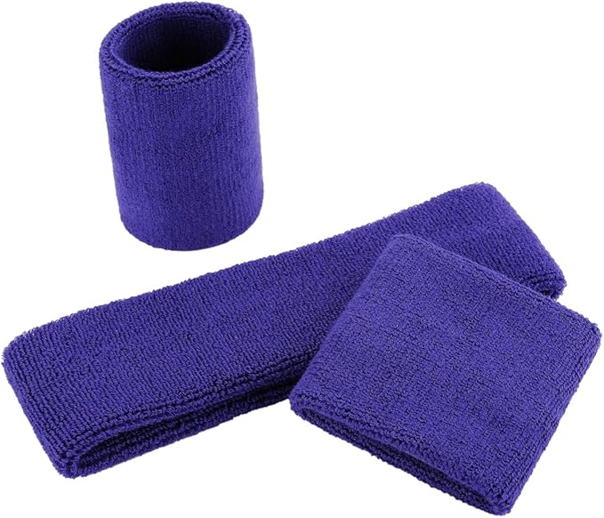 ONUPGO Sweatband Set Sports Headband Wristband Set Sweatbands Terry Cloth Wristband Wrist Sweatband Headbands Moisture Wicking Sweat Absorbing Head Band