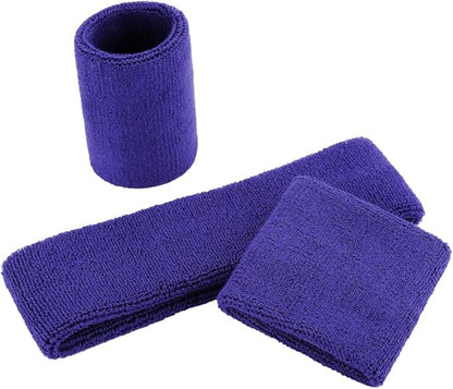 ONUPGO Sweatband Set Sports Headband Wristband Set Sweatbands Terry Cloth Wristband Wrist Sweatband Headbands Moisture Wicking Sweat Absorbing Head Band