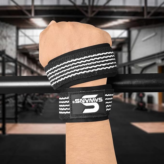 SAWANS Lifting Straps Padded Grip Figure 8 Wrist Straps Weight Heavy Duty Double Loop Bodybuilding Training Gym Straps Hand Bar Non Slip Deadlift Support Strong Cuffs Powerlifting