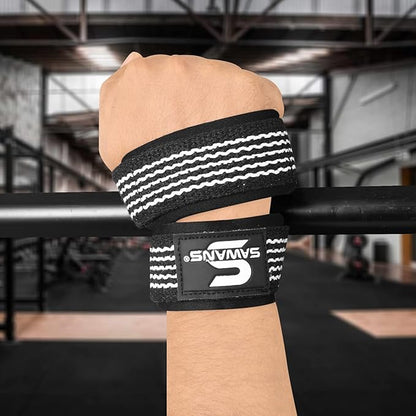 SAWANS Lifting Straps Padded Grip Figure 8 Wrist Straps Weight Heavy Duty Double Loop Bodybuilding Training Gym Straps Hand Bar Non Slip Deadlift Support Strong Cuffs Powerlifting
