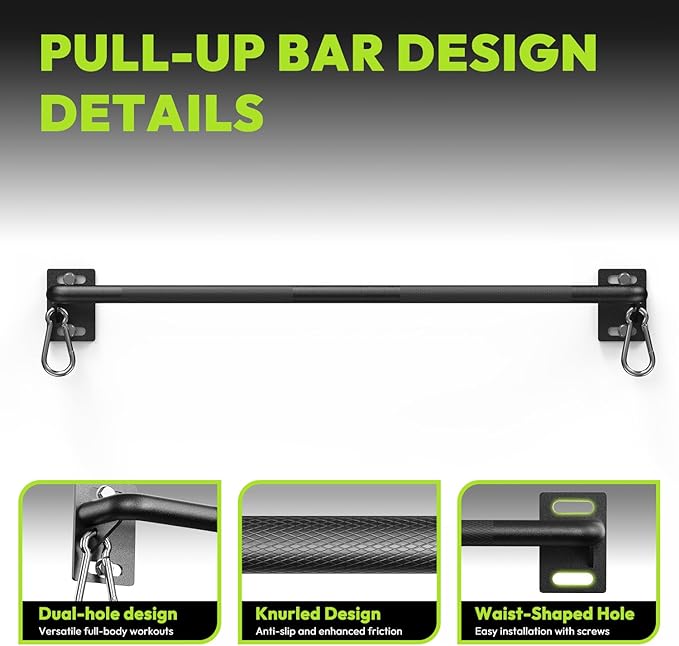 Pull Up Bar for Doorway and Wall Mount - Chin Up Bars for Home Gym, 36‘’/52‘’ in Upper Body Workout Equipment with 500 lbs Capacity, Portable Thickened Steel Construction, Joist Mounted
