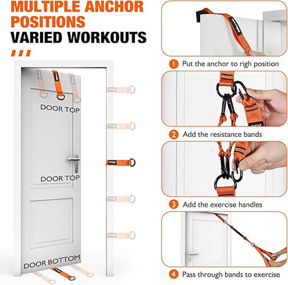Resistance Bands with Handles, Exercise Bands with Door Anchor for Working Out, Home Gym Workout Equipment for Push Downs, Tricep, Biceps, Arms, Back, Chest, Abs, Shoulder Training