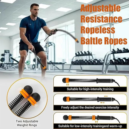 Adjustable Ropeless Battle Ropes - Cordless Weighted Training Ropes for Home Gym | HIIT Workouts | Portable Exercise Equipment for Full Body Strength Training