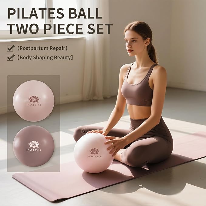 Pilates Ball 10-inch Core, Anti-Explosion and Anti-Slip Mini Yoga Balls, Suitable for Pilates, Yoga, Core Training, Physical Therapy, Balance, Stability, Stretching Exercises