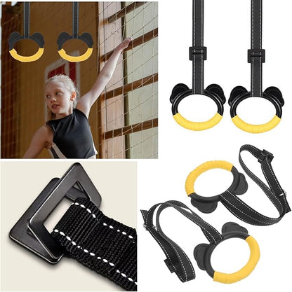 Kids Gymnastic Rings with Adjustable Straps Pull up Olympic Rings for Kid‘s Pull Up Bar Doorway Chin up Bar Strength Training Climbing Dome Outdoor Jungle Gym Hanging Stretching Height Increase