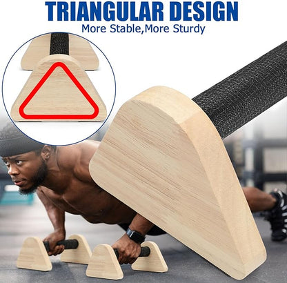 TOBWOLF 2PCS Wooden Push Up Bars, Solid Calisthenics Wood Parallettes Bars for Men Strength Training, Will Not Slip or Wobble, Calisthenics Equipment for Planks, Calisthenics & Home Gym Workout