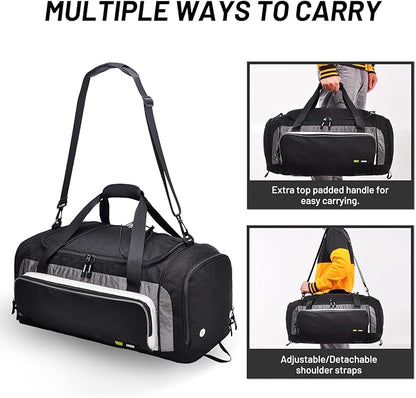 MIER Large Gym Bag for Men Sports Duffle Bag with Shoe Compartment 60L Lightweight Duffel Bags for Workout Fitness Travel, Blue