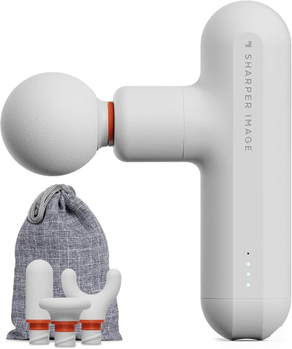 Sharper Image Powerboost Move Aero 3.0 – Mini Percussion Massage Gun| Updated Soft-Touch Design, Carrying Bag, 4 Nodes| Portable Full Body Back & Shoulder Massager| Deep Tissue Massage Tool Gift