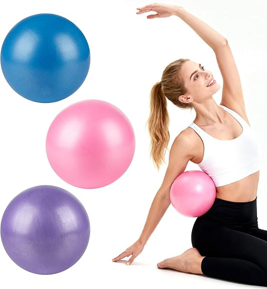 3 PCS Small Exercise Ball - 9 Inch Pilates Ball Small Yoga Ball for Stability, Physical Therapy, Fitness, Core Strength and Stretching at Home Gym Office with Inflation Straw