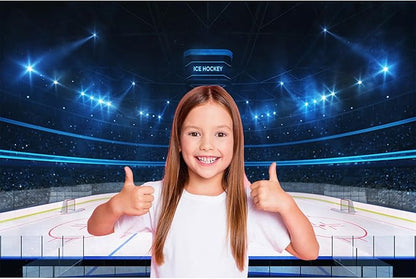 Ice Hockey Sports Backdrop Hockeys Stadium Arena Ice Rink Photography Background Stage Lights Spotlight Match Games Backdrop Decors ICES Hockeys Stadium Backgroup Banner Props 10x6.5ft