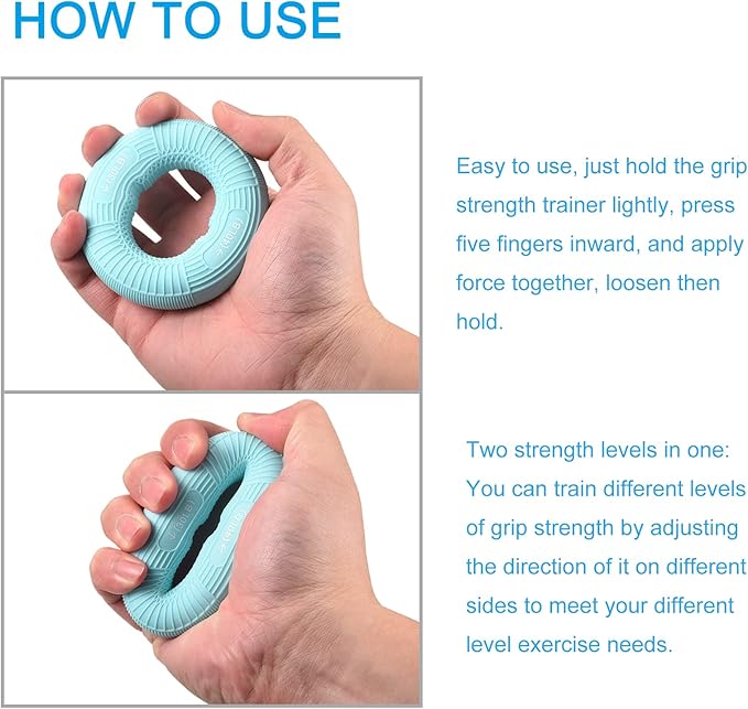 uxcell Hand Grip Strengtheners, 3.07" 30-40 Lbs Silicone Rings Fingers Forearms Exercises Grip Trainer for Rock Climbing Athletes Workout, Blue