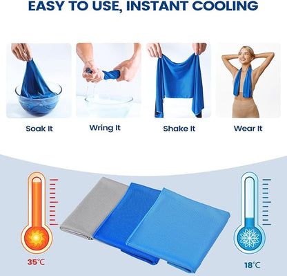 Clothirily Cooling Towels (40"x12"), Breathable Cooling Towels for Neck and Face, Men & Women Workout Towel for Hot Weather, Sweat Towel for Gym Yoga, Camping, Fitness, Running, Traveling, 6 Pack