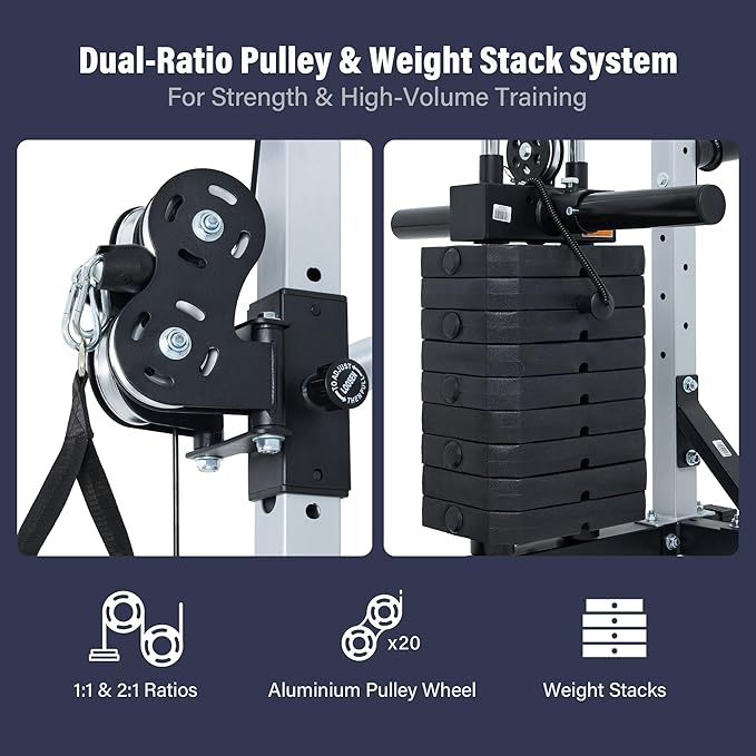 Major Fitness Drone MAX V Smith Machine with Weight Stacks, All-in-One Home Gym Squat Rack--2500LB Capacity, Dual LAT Pull-Down Systems & Cable Crossover Machine, Heavy-Duty Full-Body Workout Machine