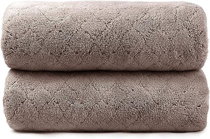 JML Microfiber Bath Towels, Oversized, Ultra Soft, Super Absorbent and Fast Drying, No Fading Large Bathroom Towel Set for Sport, Travel, Fitness (Coral Fleece - Chocolate, 30 in x 60 in)