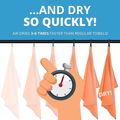Backpacking Ultralight Quick Dry Microfiber Soft Fast Drying Hand and Face Towel Wash Cloth Camping Yoga Hiking Active Lifestyle Small (Orange, Medium)