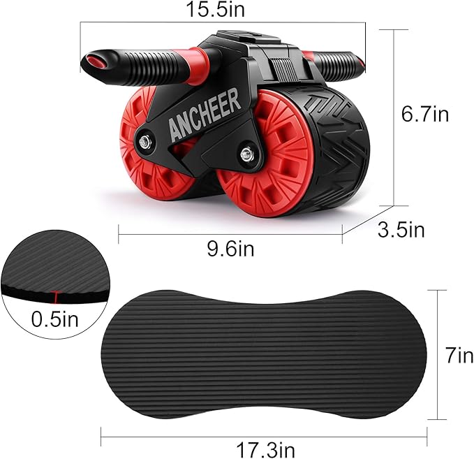 ANCHEER Ab Roller for Abs workout, Ab Wheel Roller with Knee Pad Mat and Intelligent Display, Fitness Ab Carver Pro Roller with Automatic Rebound, Ab Workout Equipment for Abdominal Exercise