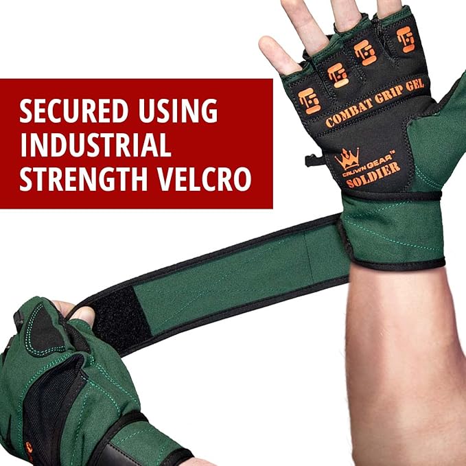 Crown Gear Weightlifting Gloves for Crossfit Workout Training - Fitness Gym Bodybuilding Gloves for Men or Women - Best for Heavy Weight Lifting Exercise Integrated Full Wrist Support Wraps