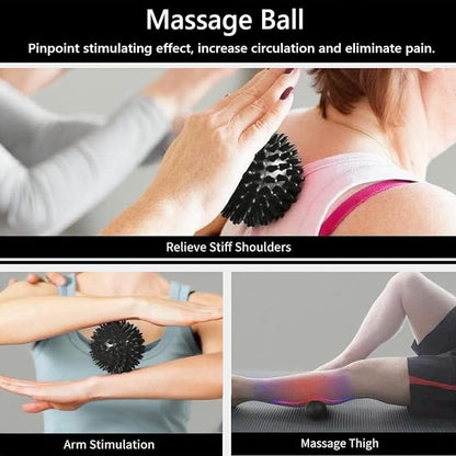 6 in 1 Foam Roller Set Includes Hollow Core Massage Roller, Yoga Stick, Massage Ball, Fitness Stretching Strap, Carrying Bag, Towel, Massage Roller (Black)