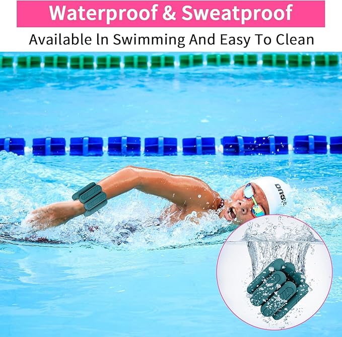Wrist & Ankle Weights for Women Men, 1lb/2lb/4lb Set of 2 - Adjustable Wearable Weighted Bands, Waterproof Silicone Arm & Leg Weights for Pilates, Yoga, Walking, Dance, Home Workout & Gym