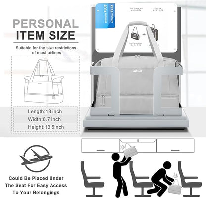ETRONIK Gym Bag for Women, Personal Item Travel Bag with Shoes Compartment, Weekender Overnight Duffel Bag with Wet Pocket & USB Charging Port, Carry On Bag for Women, Travel, Gym, Weekend