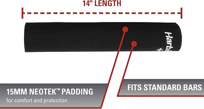Harbinger NeoTek Foam Core Bar Pad, Standard 14" & Olympic 16" for Squats, Lunges, Hip Thrusts, Weightlifting