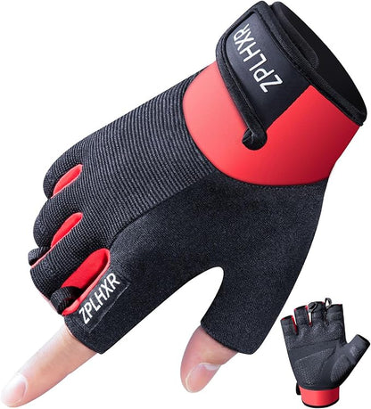 Workout Gloves for Men and Women, Gym Gloves for Weight Lifting, Exercise, Cycling, Training & Fitness, Fingerless with Padded Grip, Full Palm Protection & Breathable Design