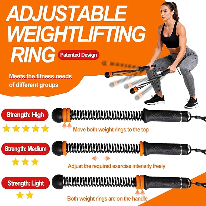 Portable Ropeless Battle Ropes - Adjustable Weights Cordless Battle Ropes for Home Gym with Training Poster & Storage Bag - Workout Exercise Battle Rope for Low-Impact Workout, HIIT & Cardio - Black