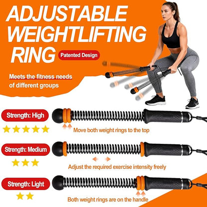 Portable Ropeless Battle Ropes - Adjustable Weights Cordless Battle Ropes for Home Gym with Training Poster & Storage Bag - Workout Exercise Battle Rope for Low-Impact Workout, HIIT & Cardio - Black