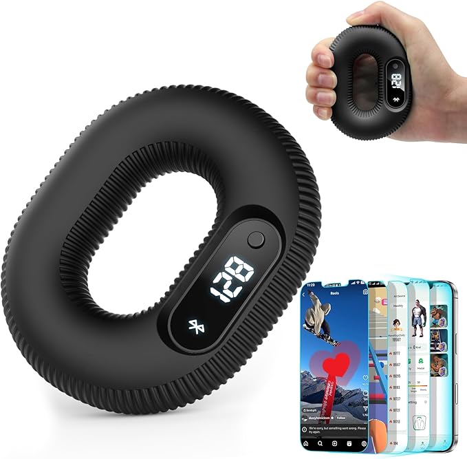 Smart Grip trainer, Supports Multiple Game Interaction and HID Mode Video Browsing,Grip Strength Trainer for fitness, Stress relief and Rehabilitation Training, Resistance 50 Pounds Hand Trainer Black