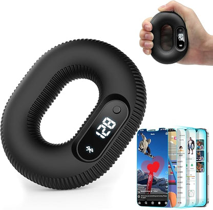 Smart Grip Trainer, Supports Multiple Game Interaction and HID Mode Video Browsing,Grip Strength Trainer for Fitness, Stress Relief and Rehabilitation Training, Resistance 30 Pounds Hand Trainer Black