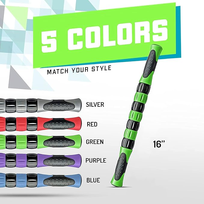 Elite Massage Roller Stick Targets Sore, Tight Leg Muscles to Prevent Cramps and Release Tension. It's Sturdy, Lightweight, Smooth Rolling and Thankfully This Lifesaver has Comfortable Handles.Green