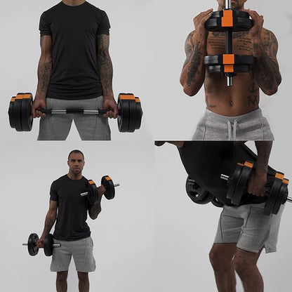 Phoenix Fitness Dumbbells Weight Set, Adjustable 2 in 1 Barbell Set for Exercise, Muscle and Strength Training