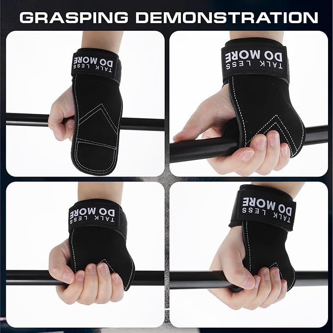 Weight Lifting Wrist Strap, 1 Pair Double Layer Leather Wrist Wraps for Gym Strength Training Weightlifting Deadlift Powerlifting Neoprene Padded Workout Gym Straps for Men Women