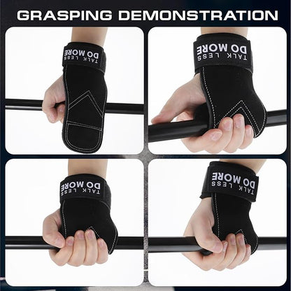 Weight Lifting Wrist Strap, 1 Pair Double Layer Leather Wrist Wraps for Gym Strength Training Weightlifting Deadlift Powerlifting Neoprene Padded Workout Gym Straps for Men Women