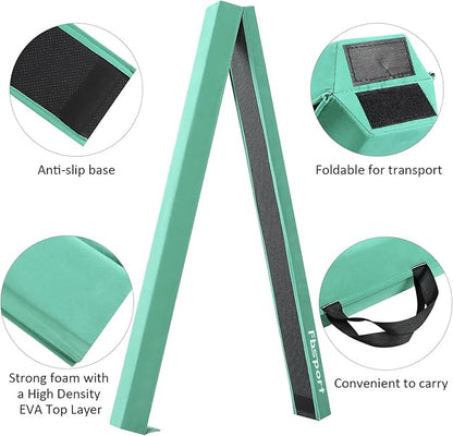FBSPORT 8ft/9ft/9.5ft Balance Beam Folding Gymnastics Beam Foam Balance Floor Beam Equipment for Kids Adults, Suede Cover Anti Slip Base with Carry Bag for Home School Gym Training