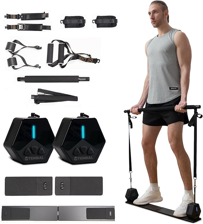 Smart Home Gym - Portable Home Gym Equipment with Digital Resistance 7-66 lbs | Double Motor Electronic Cable Machine for Strength Training | Compact Motorized Adjustable Weight Fitness System