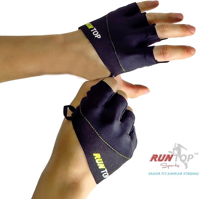 Workout Gloves Weight Lifting Grips with Silicon Padding by RUNTOP - Exercise Gloves Perfect for Women Men Cross Fitness Training WODS Weightlifting Bodybuilding Powerlifting Gym Fitness