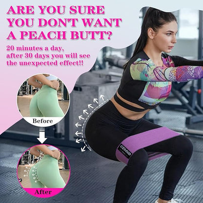 Resistance Bands Set, Exercise Bands with Non-Slip Design for Hips & Glutes, 3 Levels Workout Bands for Women and Men, Booty Bands for Home Fitness, Yoga, Pilates