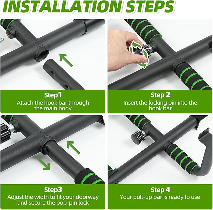 VBSD Upgrade Pull Up Bar for Doorway with Ergonomic Grip, Upto 440 Lbs Capacity No Screws Pullup Bar for Home Gym Indoor Exercise Strength Training, Authorized Under US Patent
