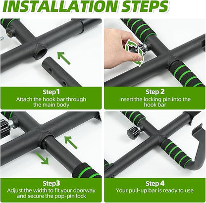 VBSD Upgrade Pull Up Bar for Doorway with Ergonomic Grip, Upto 440 Lbs Capacity No Screws Pullup Bar for Home Gym Indoor Exercise Strength Training, Authorized Under US Patent