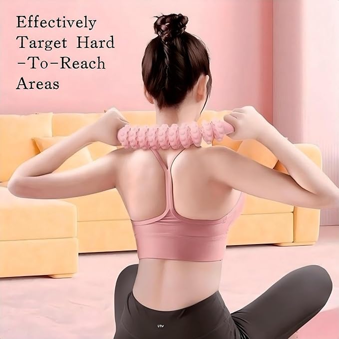 Muscle Roller Stick, 10 Rollers, 180-Degree Bendable Design, Fascia Massage Tool for Legs and Back Recovery