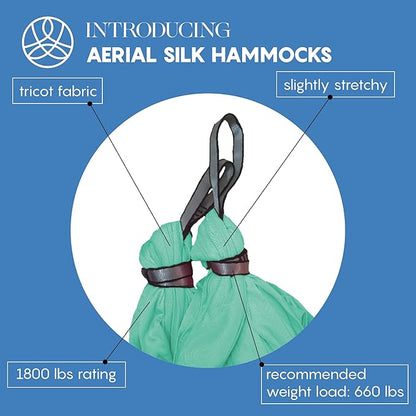 Aerial Silk Yoga Hammock & Swing for Home, Inversion Exercises, Starter Kit for All Levels - Durable with Extension Straps, Carabiners, and Pose Guide