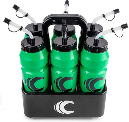 Cannon Sports 1 Liter Sports Water Bottle, BPA-Free, 34oz Capacity, Large Mouth, 2 lids (Straw & Squeeze) with Carrier, Great For Helmet Sports Such As Hockey, Lacrosse, Football, Boxing (Green)