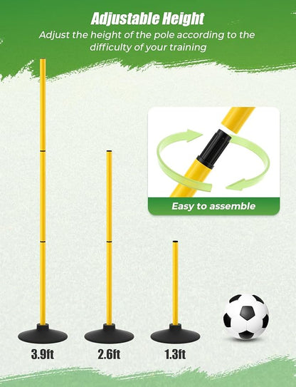 GHB Agility Poles 4 Pack 50" Sports Soccer Training Poles,Detachable Speed Training Equipment Football Accessories with Rubber Base