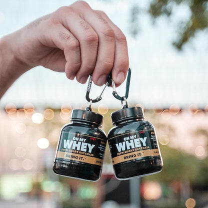 OnMyWhey - Protein Powder and Supplement Funnel Keychain, Portable to-Go Container for The Gym, Workouts, Fitness, and Travel - TSA Approved, Classic 3-Pack