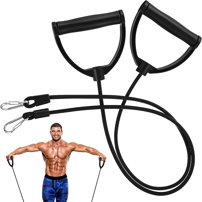 IMIKEYA Resistance Bands: 1 Pair Stepper Resistance Band Fitness Exercise Bands with Handles Fitness Bands Pull Ropes Exercising Bands Resistance Bands for Workout Strength Training at Home, Black